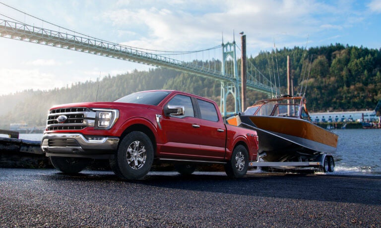 2022 Ford F-150 exterior towing boat out of water