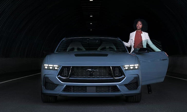 2025 Ford Mustang head on in a tunnel