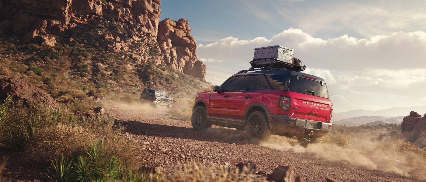 2025 Ford Bronco Sport Exterior Offroading With Luggage In Dusty Desert