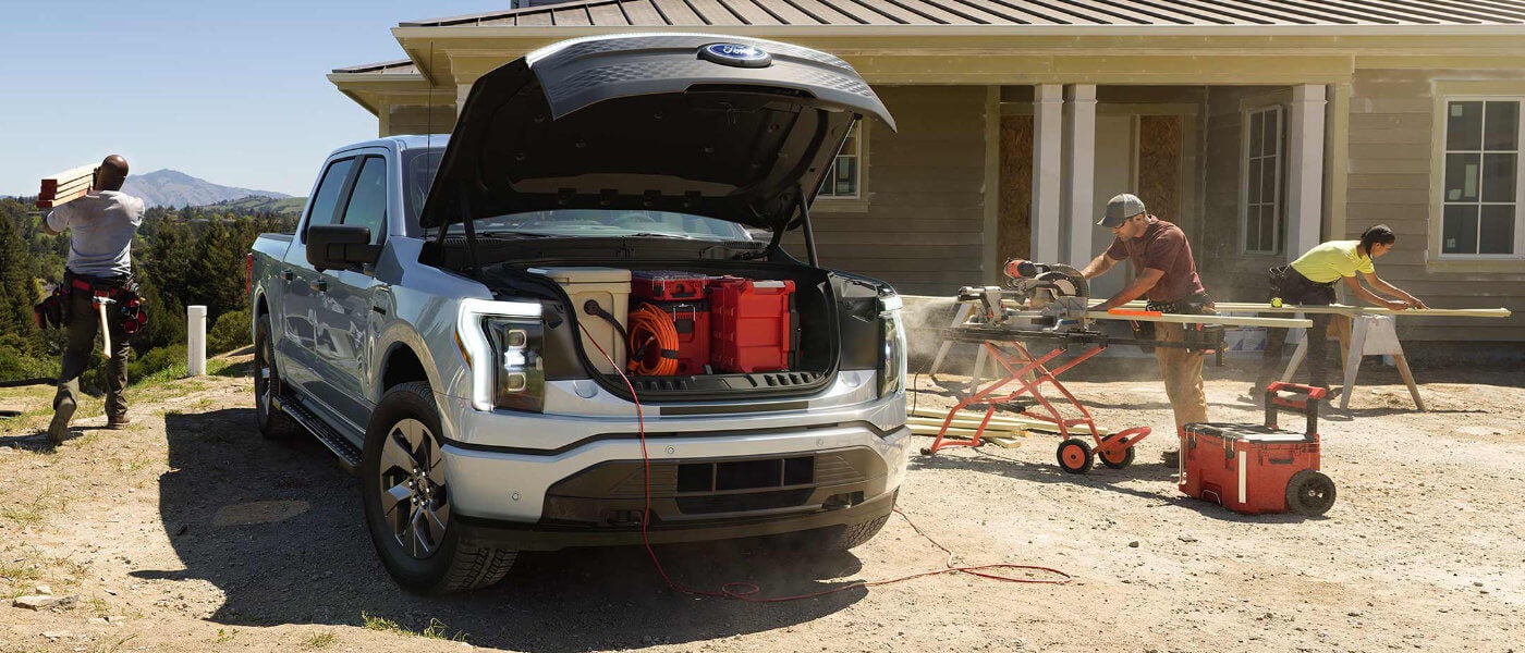 2025 Ford F-150 Lightning Exterior Frunk Open Construction Site